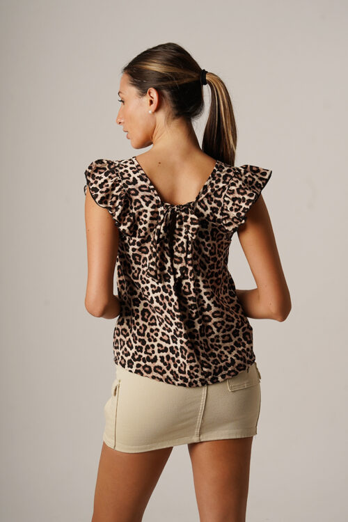 Musculosa Cey Premium Estampado Para Atar Atras Manga Volado Gloda