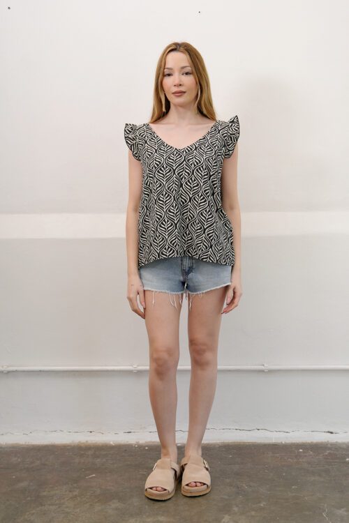Musculosa Cey Premium Estampado Para Atar Atras Manga Volado Juval