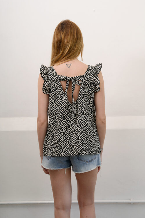 Musculosa Cey Premium Estampado Para Atar Atras Manga Volado Juval