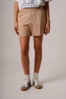 Short Lino Rayado Con Elastico Y 3 Botones Nerina