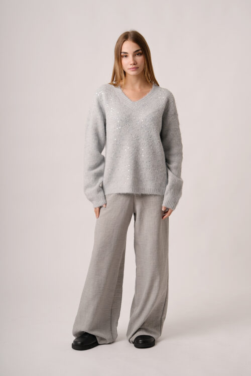 Sweater Con Lentejuelas Delantero Cuello V Diana