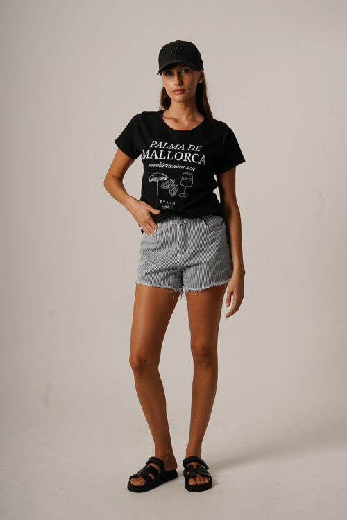 Remera Manga Corta Algodon Jersey Peinado Estampa Palma De Mallorca Spain