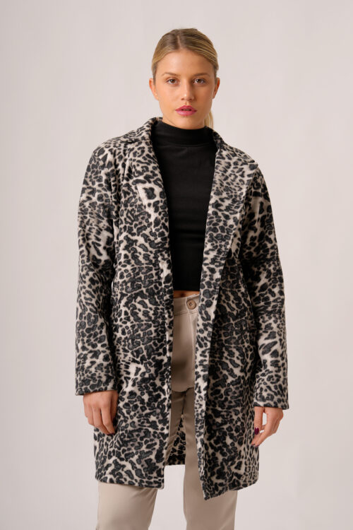 Saco Largo Paño Estampado Animal Print Mariel