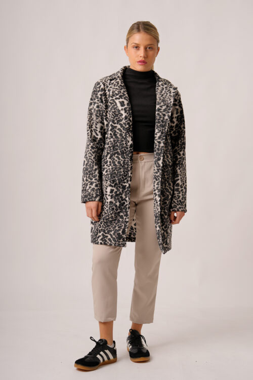 Saco Largo Paño Estampado Animal Print Mariel