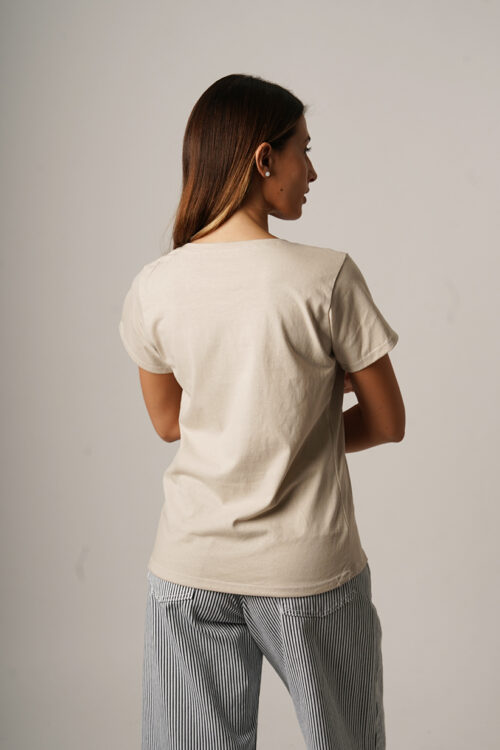 Remera Manga Corta Algodon Jersey Peinado Estampa Playa Oceano