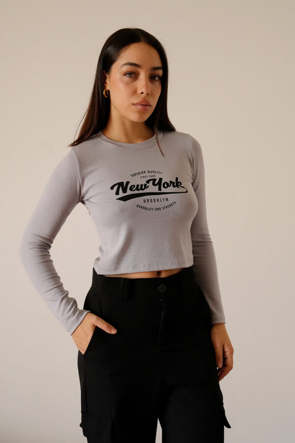 Remera Ribb Manga Larga Estampa Since 1989 New York Superior