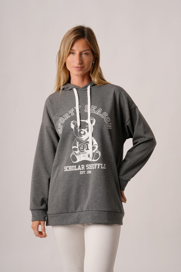 Maxibuzo Rustico Frizado Con Capucha Estampa Scholar Shuffle Sporty