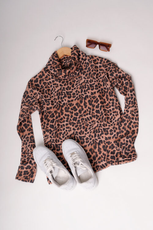 Poleron Largo Lanilla Tejido Morley Animal Print Graciela