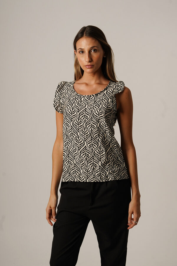 Musculosa Con Gota Manga Volado Cey Premium Estampado Salma