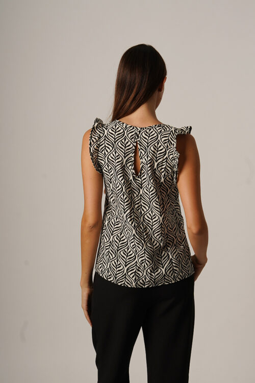 Musculosa Con Gota Manga Volado Cey Premium Estampado Salma