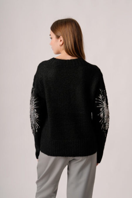 Sweater Cuello V Lentejuelas En Las Mangas Rebecca - Imagen 3
