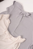 Musculosa Ribb Liso Manga Volado Y Moño Atras Locky