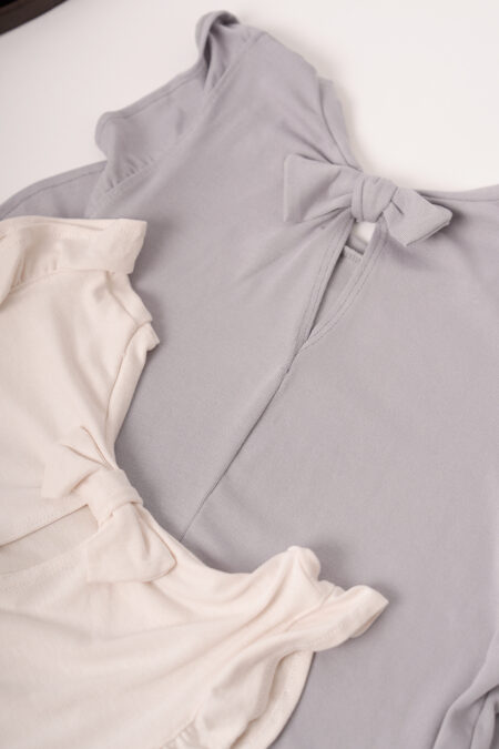 Musculosa Ribb Liso Manga Volado Y Moño Atras Locky - Imagen 3