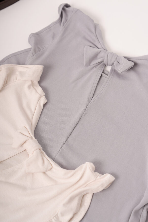 Musculosa Ribb Liso Manga Volado Y Moño Atras Locky