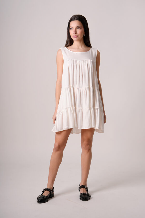 Vestido Lino 3 Volados Para Atar Atras Ragan