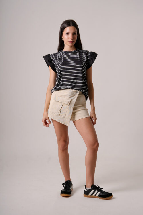Musculosa Modal Rayado Mediano Mangas Poplin Orbi