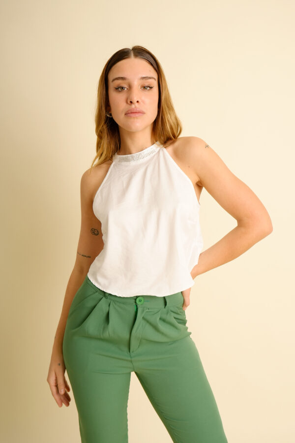 Musculosa Saten Con Strass Rapsodia