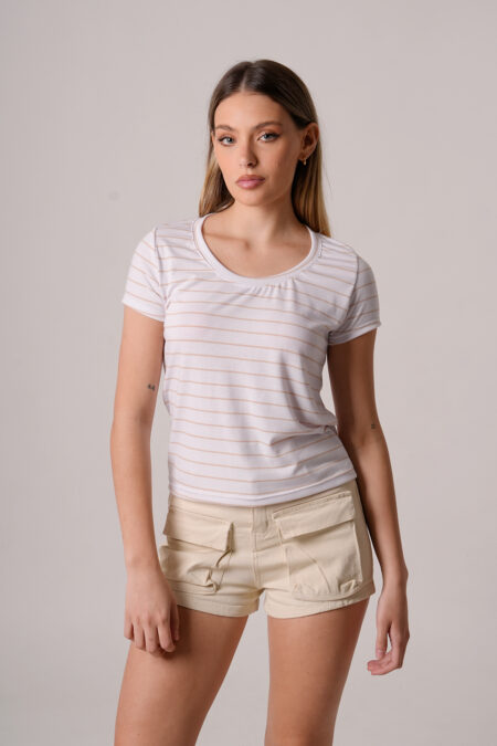 Remera Manga Corta Modal Rayado Grueso Gels 2