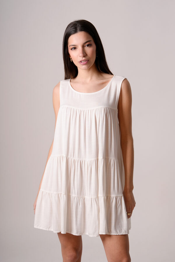 Vestido Lino 3 Volados Para Atar Atras Ragan