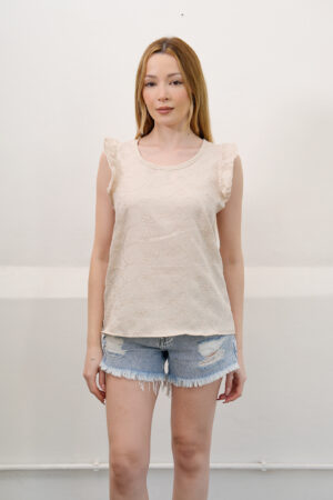 Musculosa Con Gota Tela Lino Twill Broderie Kalia