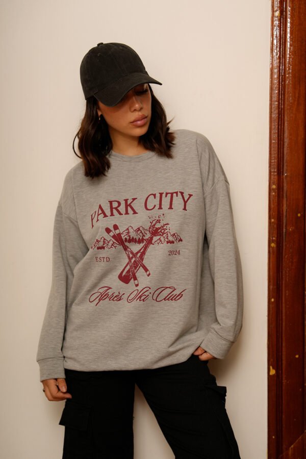 Maxibuzo Rustico Frizado Cuello Redondo Estampa "PARK CITY"