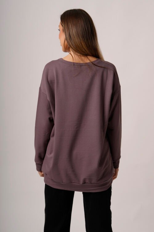 Maxibuzo Rustico Frizado Cuello Redondo Estampa "ESSENTIELS"