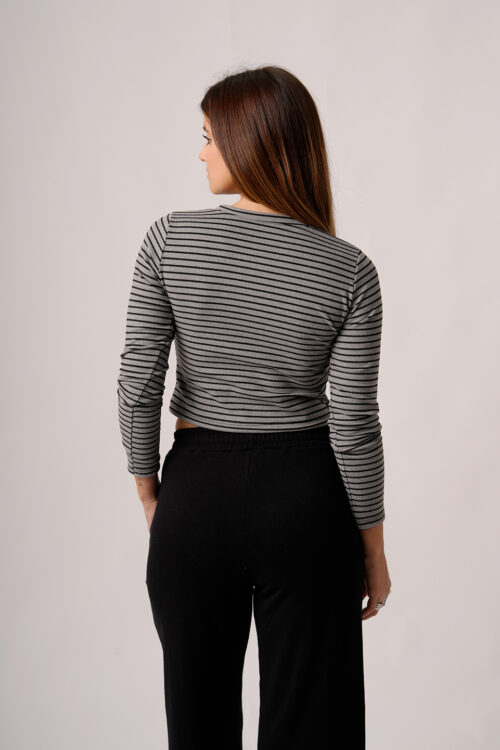 Remera Manga Larga Cuello Redondo Lanilla Ribb Rayado Gadel