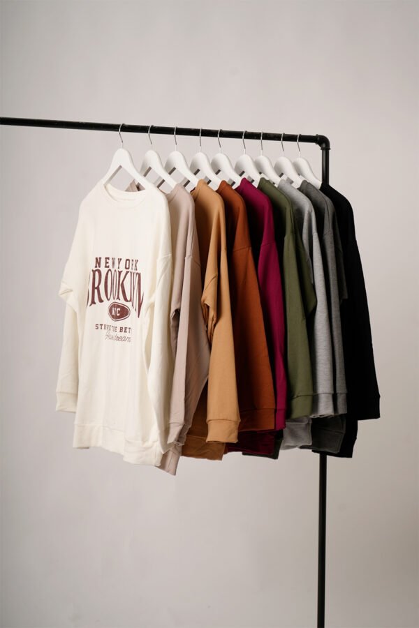 Maxibuzo Rustico Frizado Cuello Redondo Estampa Brooklyn "NYC"