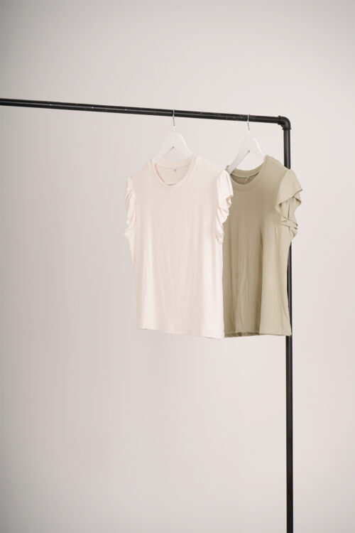 Musculosa Ribb Liso Volado Manga Glam
