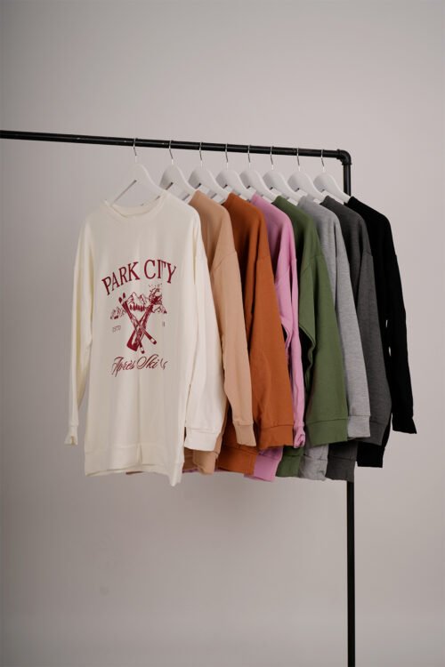 Maxibuzo Rustico Frizado Cuello Redondo Estampa "PARK CITY"