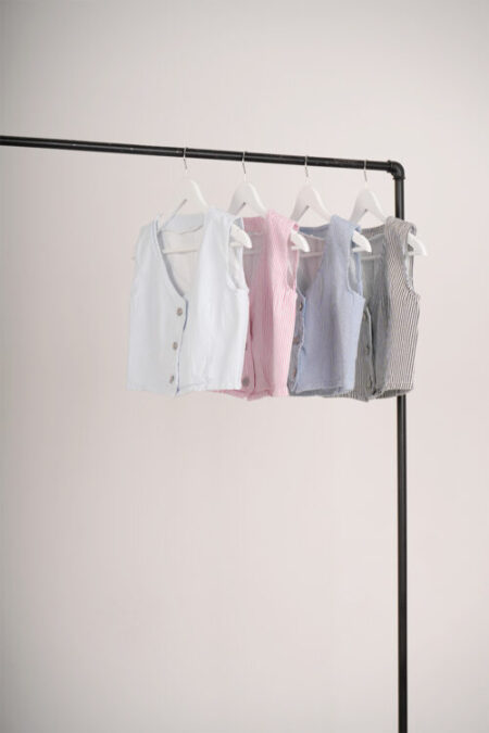 Chaleco Gabardina Rayada Rigida Con 3 Botones Trecca - Imagen 2