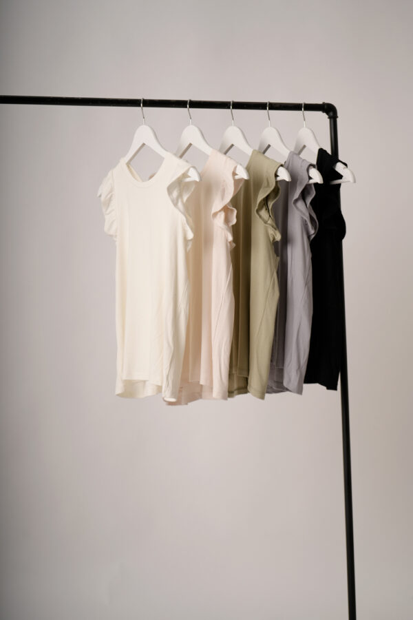 Musculosa Ribb Liso Manga Volado Y Moño Atras Locky