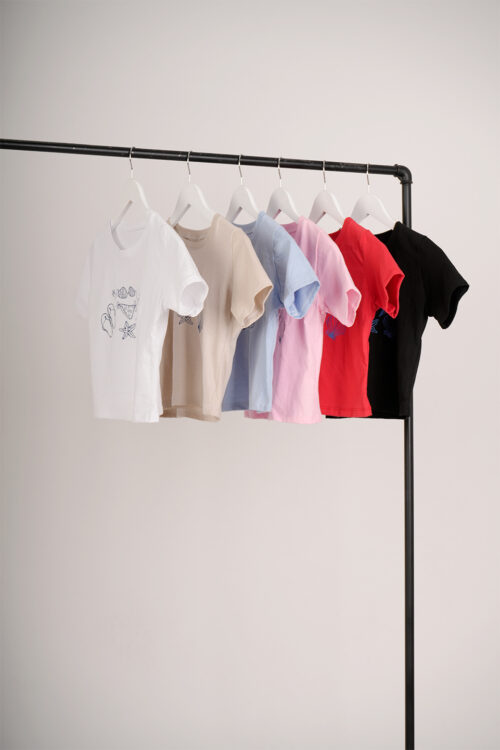 Remera Corta Algodon Jersey Peinado Estampa Set De Playa