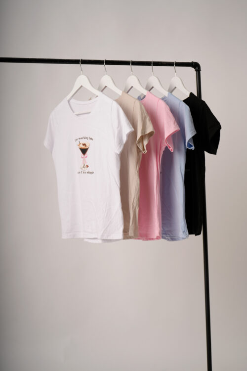 Remera Manga Corta Jersey Estampa Copa Con Moño Singer