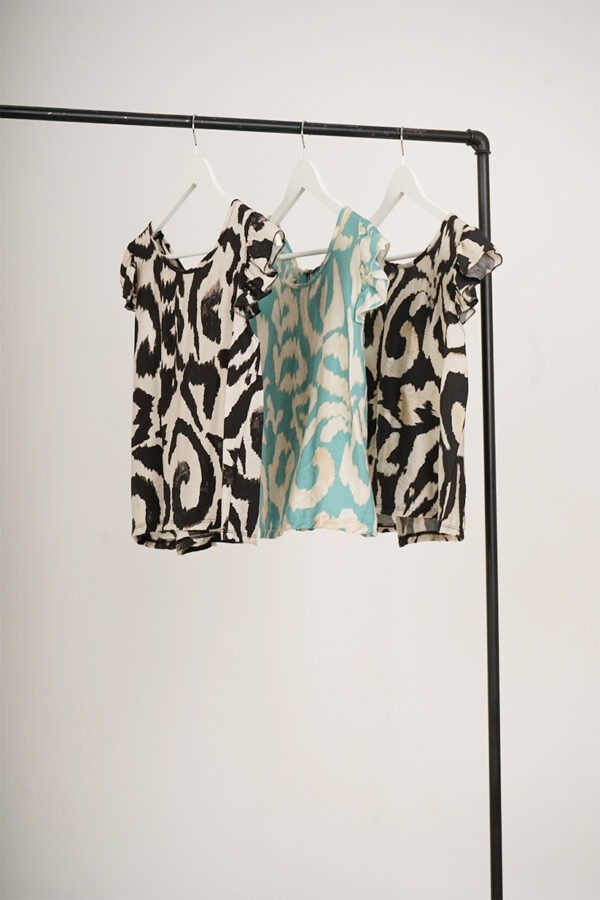 Musculosa Cey Premium Estampado Para Atar Atras Manga Volado Brune