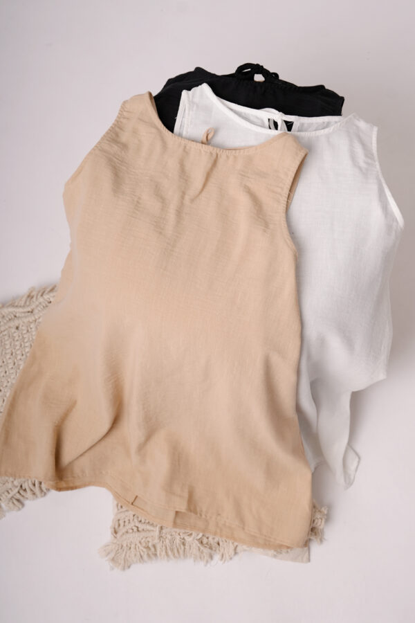 Vestido Lino Camisero Liso Para Atar Atras Mimi