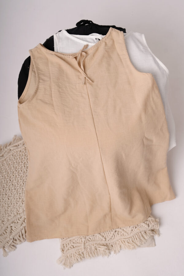 Vestido Lino Camisero Liso Para Atar Atras Mimi