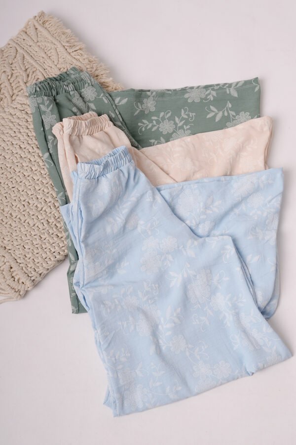 Palazzo Cey Broderie Puffing Estampado Flores Loana