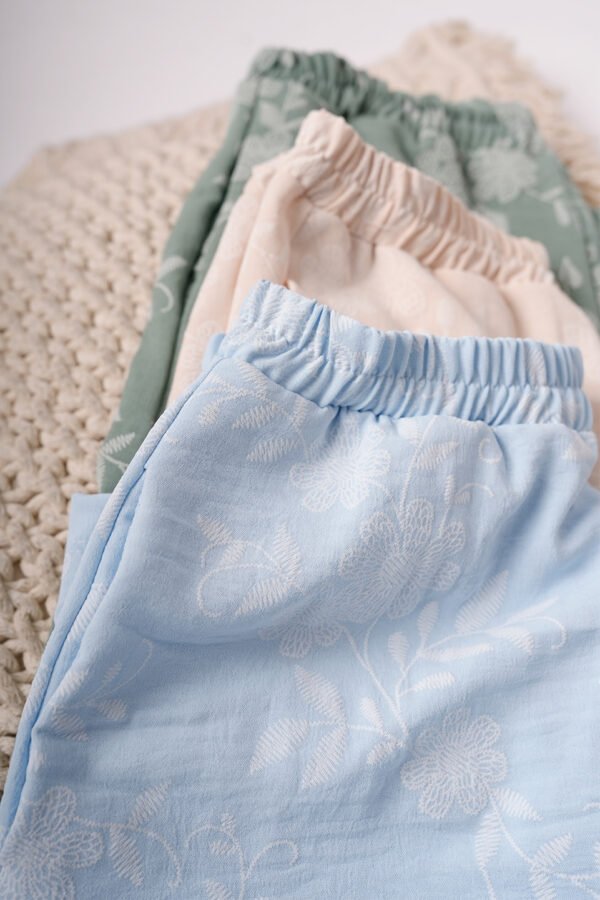 Palazzo Cey Broderie Puffing Estampado Flores Loana