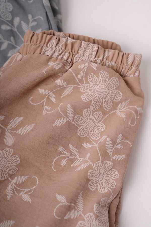 Palazzo Cey Broderie Puffing Estampado Flores Loana
