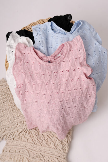 Musculosa Gota Con Moño Atras Broderie Crep Gota Con Puntos Ana
