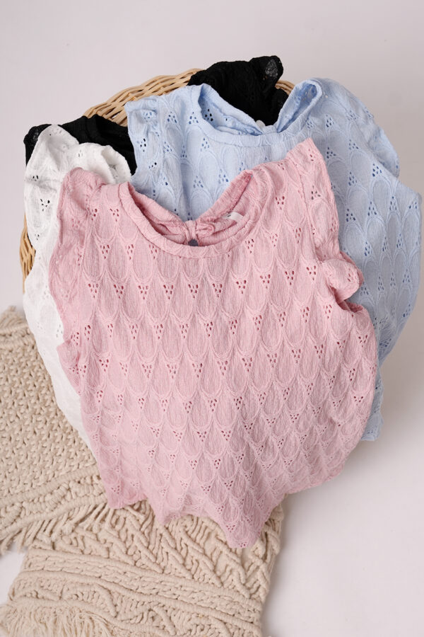 Musculosa Gota Con Moño Atras Broderie Crep Gota Con Puntos Ana