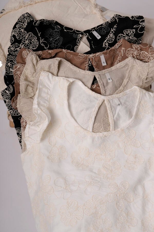 Musculosa Gota Lino Broderie Blanca