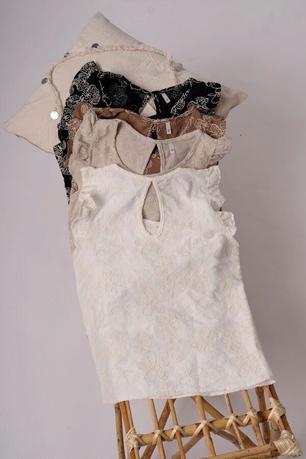 Musculosa Gota Lino Broderie Blanca