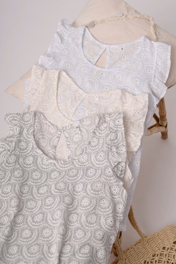 Musculosa Gota Poplin Con Broderie Frida