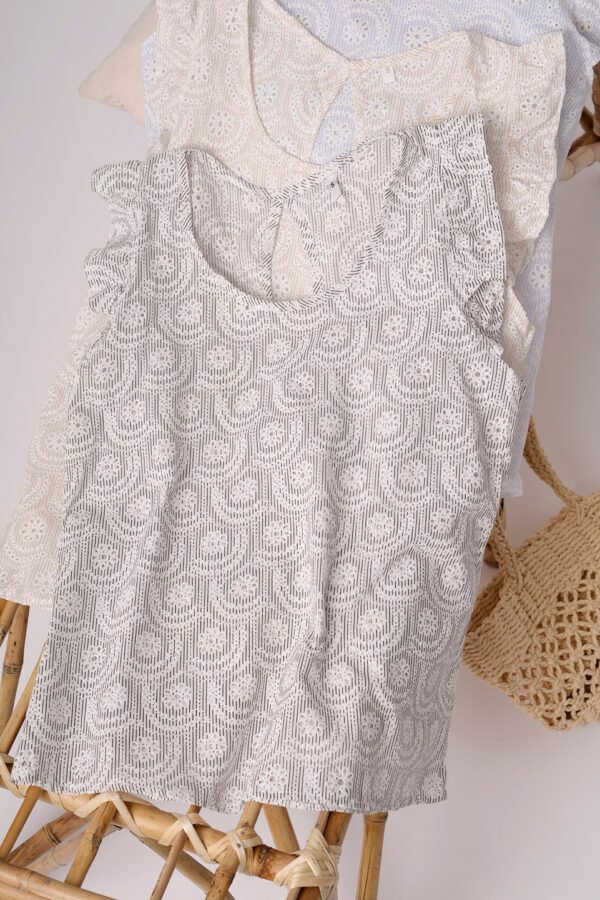 Musculosa Gota Poplin Con Broderie Frida