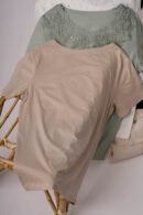Remera Manga Corta Lycra Puntilla Tacha Broderie Murat