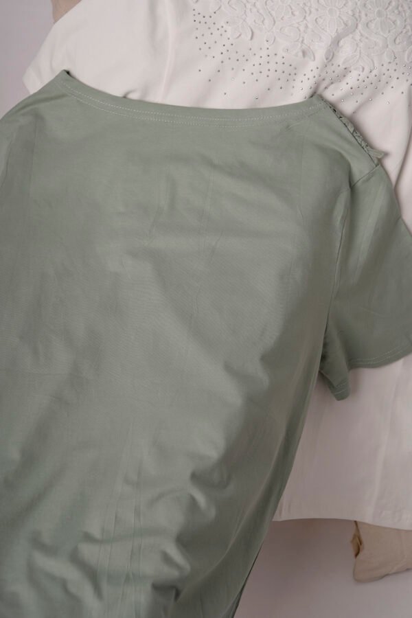 Remera Manga Corta Lycra Puntilla Tacha Broderie Safari
