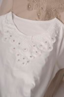 Remera Manga Corta Lycra Puntilla Tacha Broderie Maria