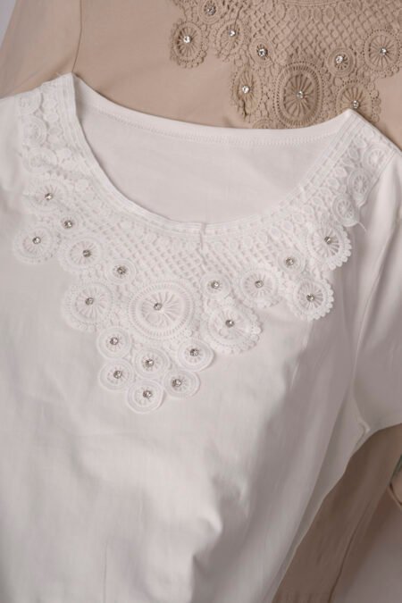 Remera Manga Corta Lycra Puntilla Tacha Broderie Maria - Imagen 4